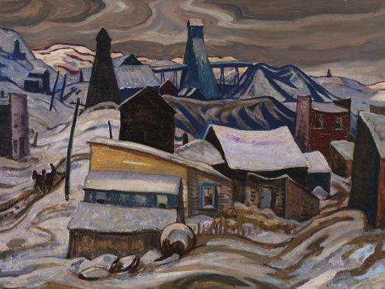 Ontario Mining Town, Cobalt, A.Y. Jackson, 1933. Huile sur bois